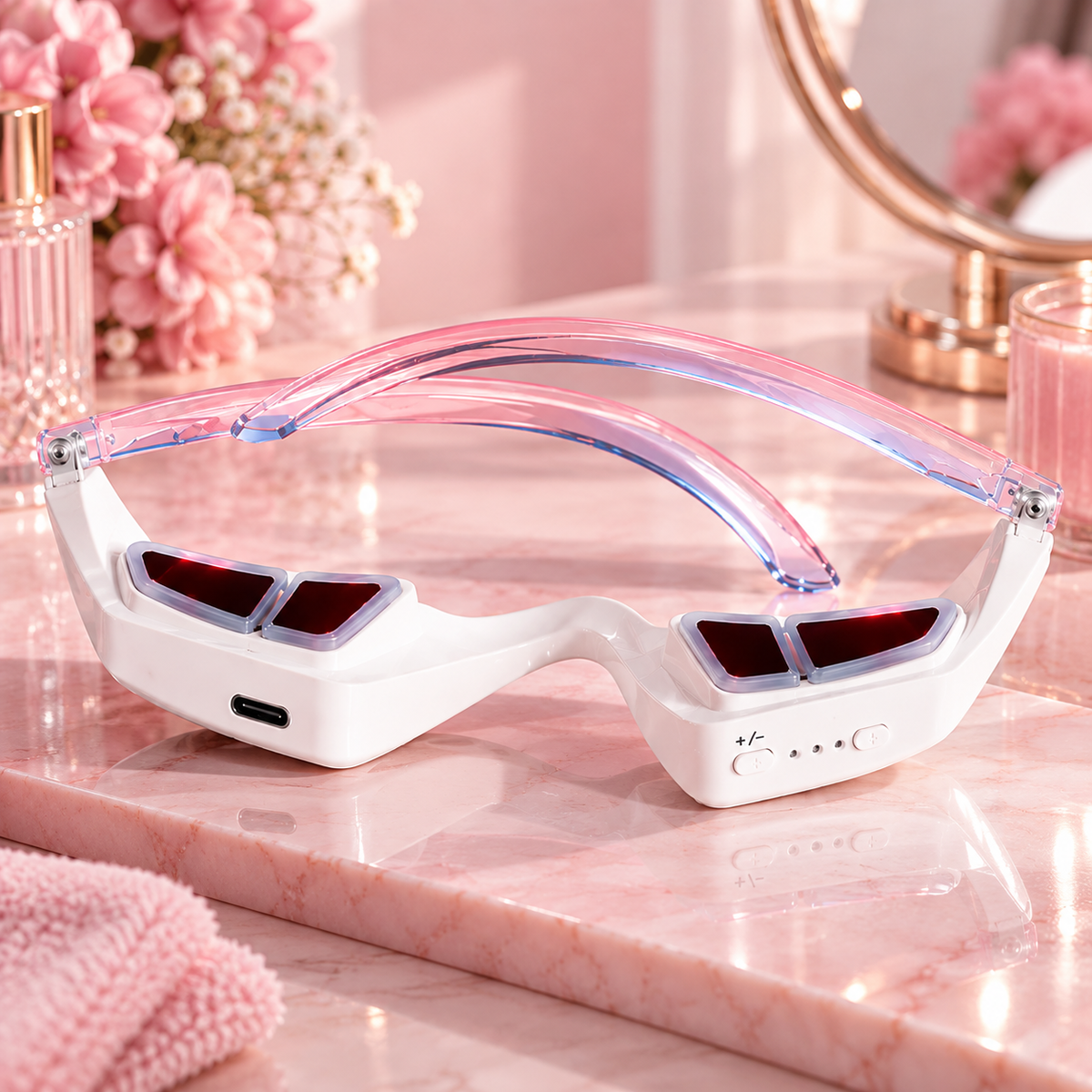 Lunettes de Beauté LED – Soin du Contour des Yeux.نظارات العناية بالعينين بالضوء الأحمر